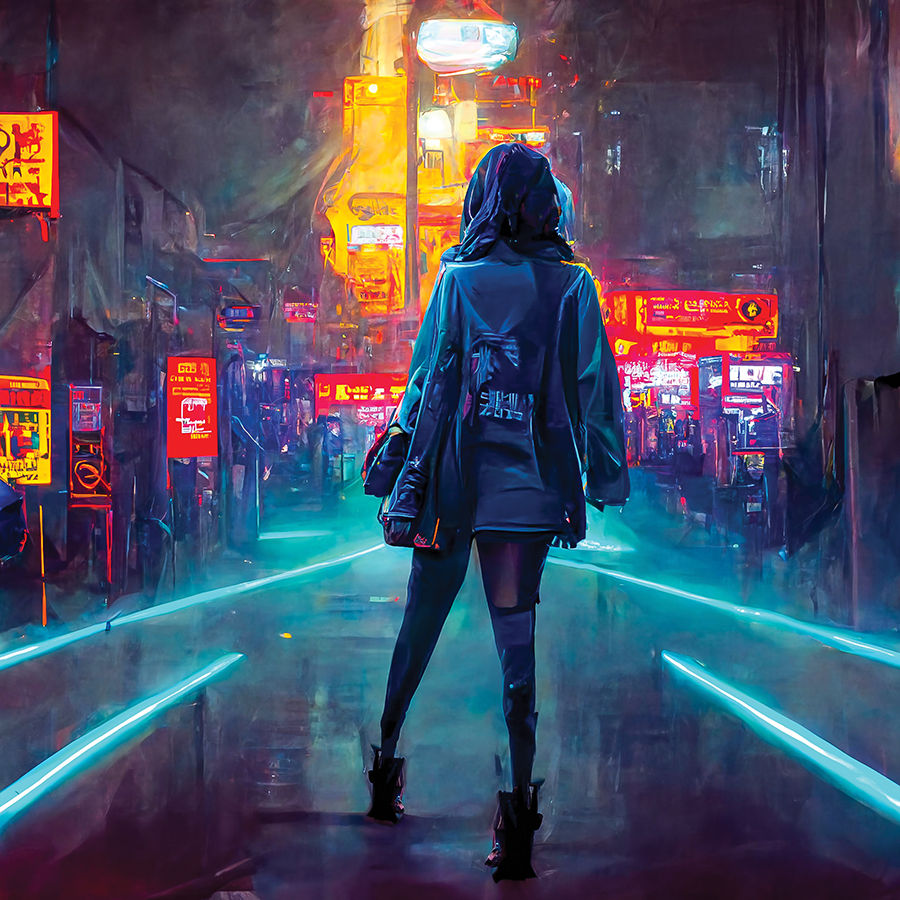 Cyberpunk Girl with Hoodie Jacket