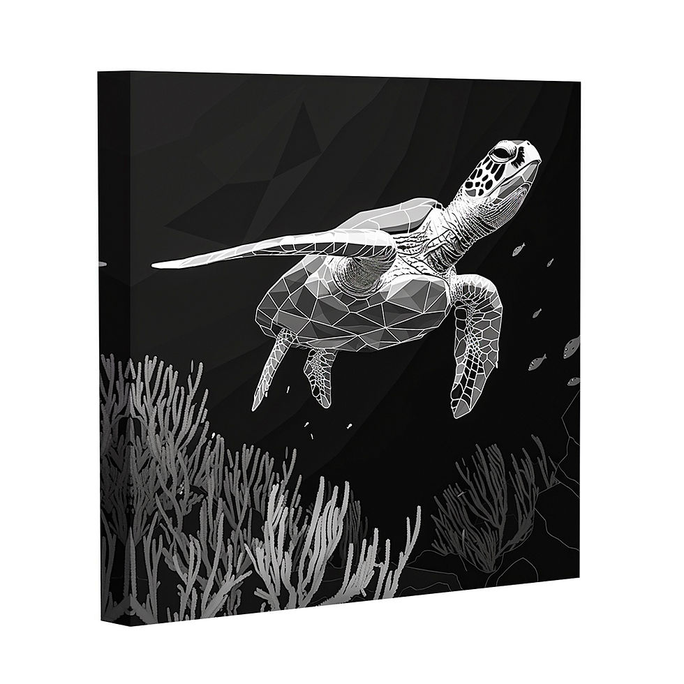 Thumbnail: Geometric Sea Turtle Swimming Over a Reef