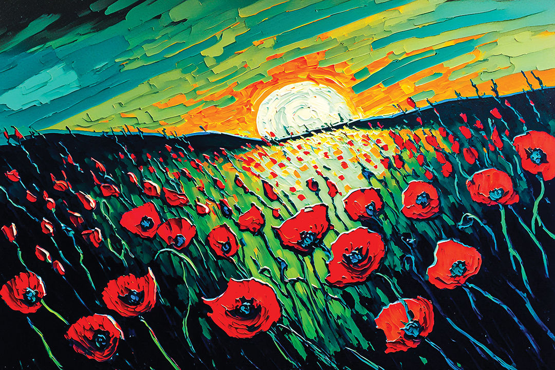 Edvard Munch Style Abstract Field of Flowers #2