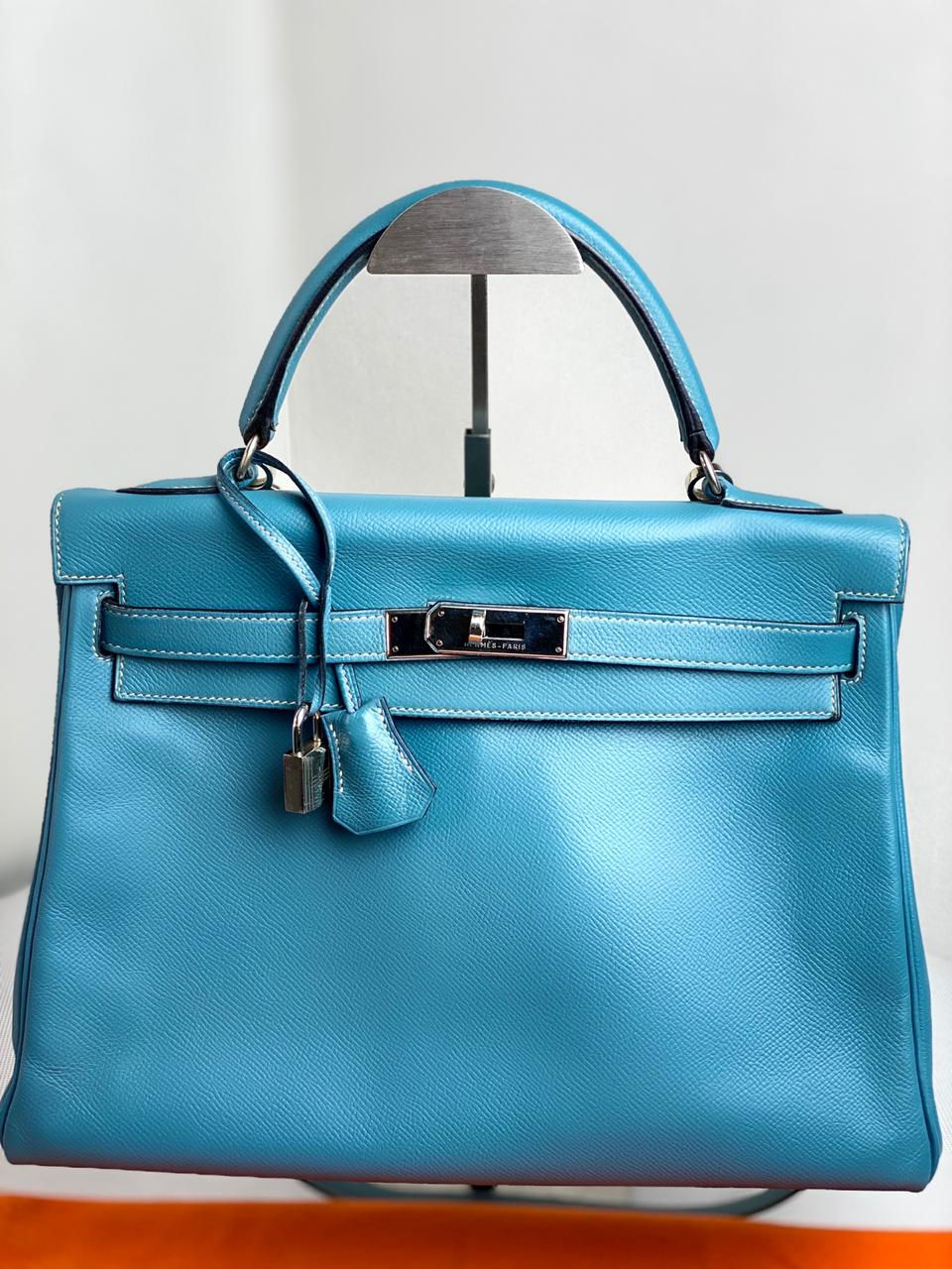 Miniatura: Bolsa Hermès Kelly 28 Epsom Azul