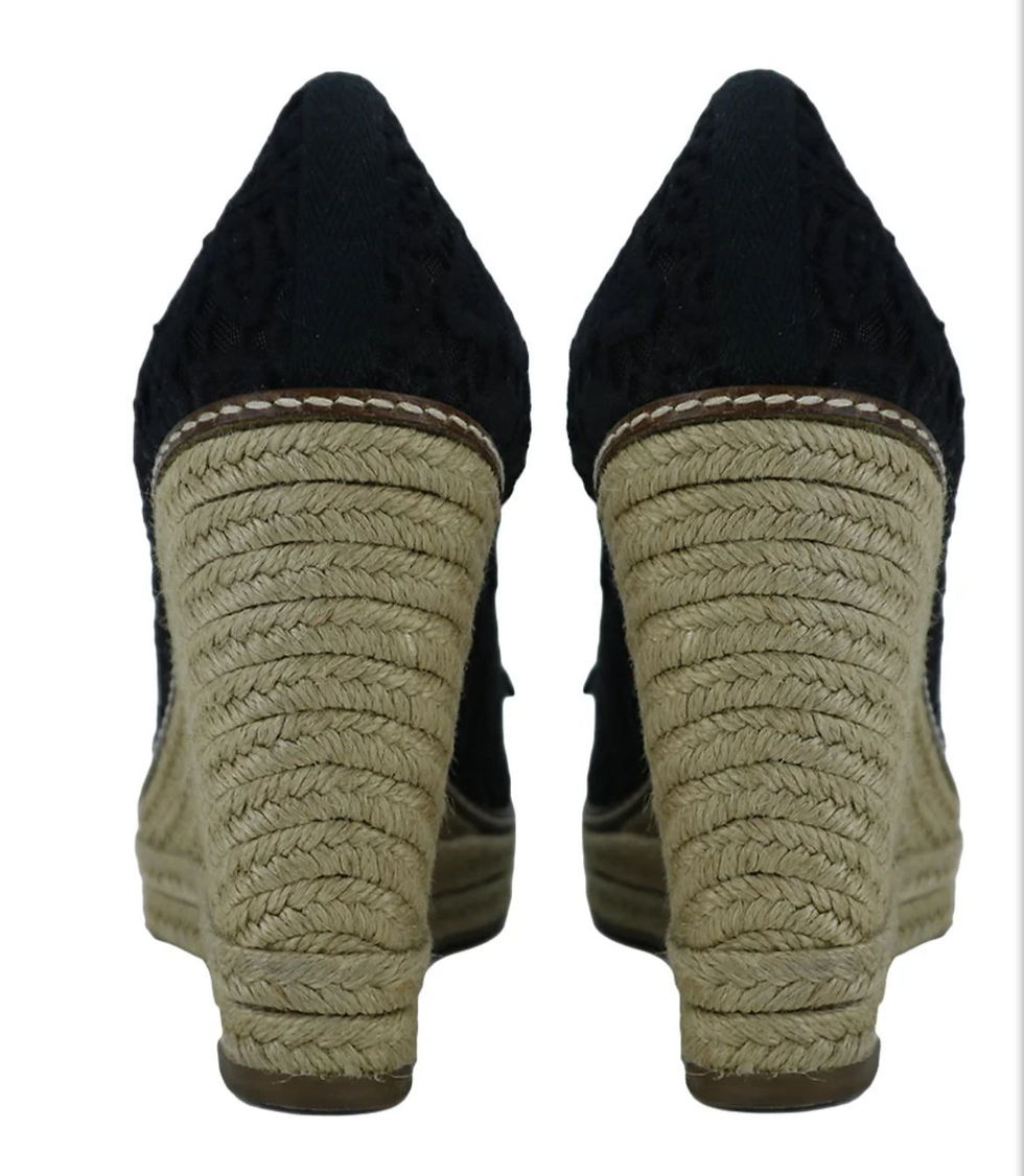 Miniatura: Sapato Tory Burch Anabela Jackie Espadrille Renda Preto Origina