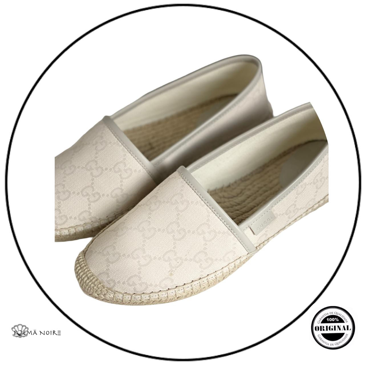 Espadrile Gucci Original Confeccionada em canvas GG Supreme Branca
