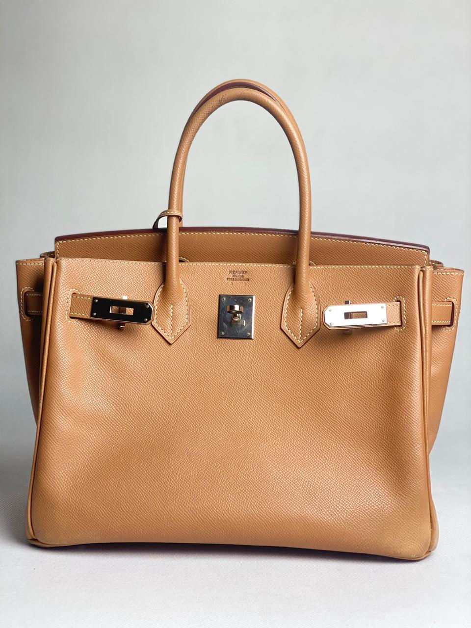 Miniatura: Bolsa Hermès Birkin couro Epson Caramelo