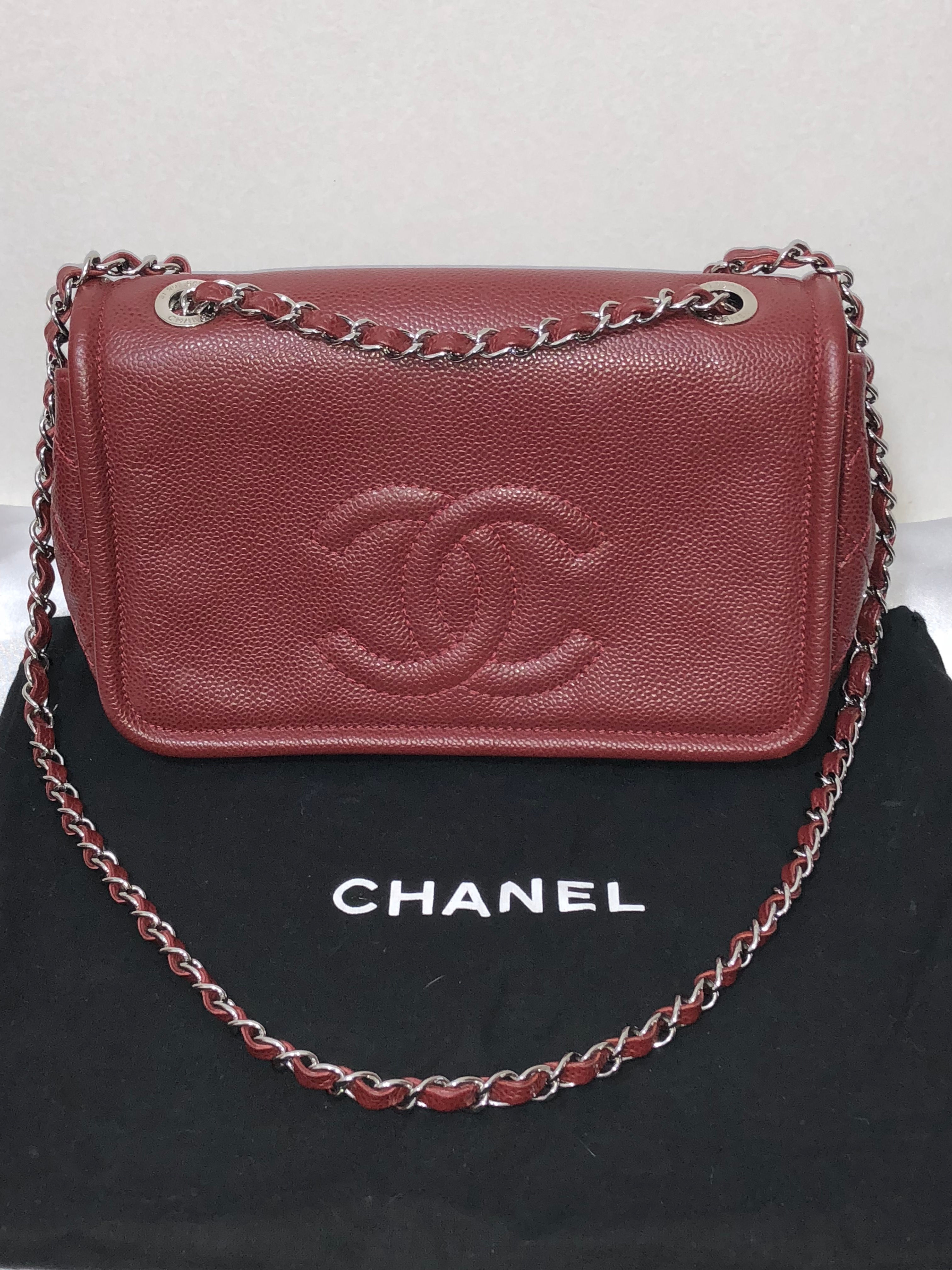 Bolsa Chanel Timeless Flap Caviar Vinho