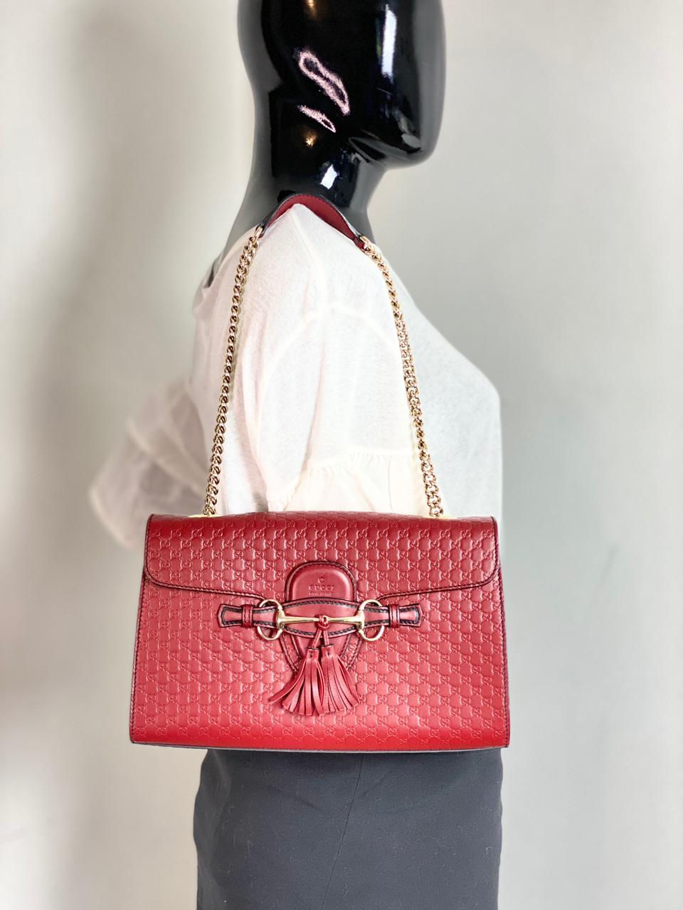 Miniatura: Bolsa Gucci Guccissima Emily Vermelha Original