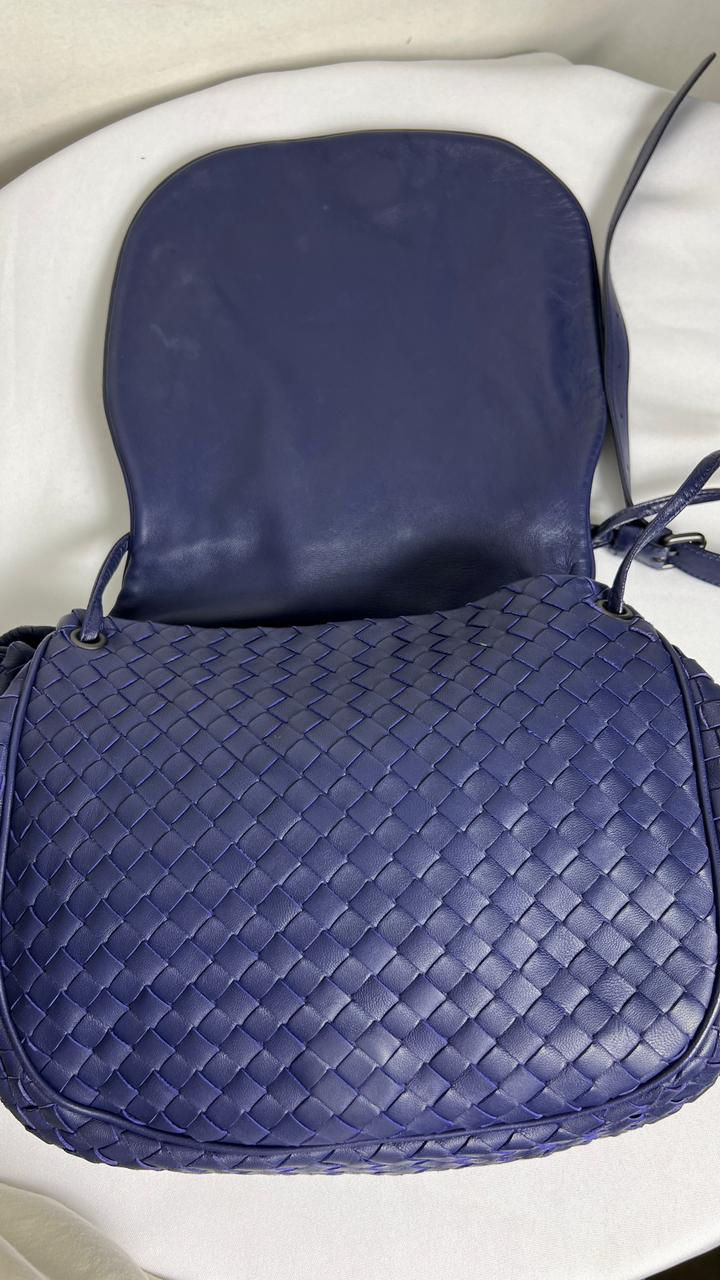 Miniatura: Bolsa Bottega Veneta Intrecciato Messenger Bag Roxa Original