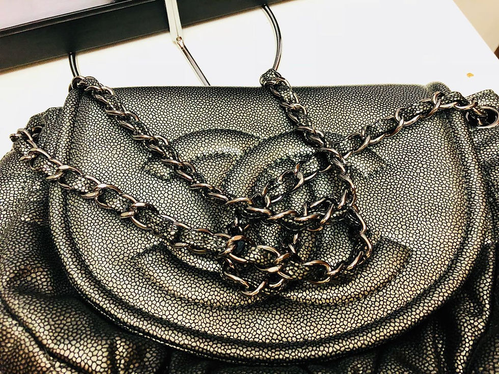 Miniatura: Bolsa Chanel Caviar Pewter Flap Bag