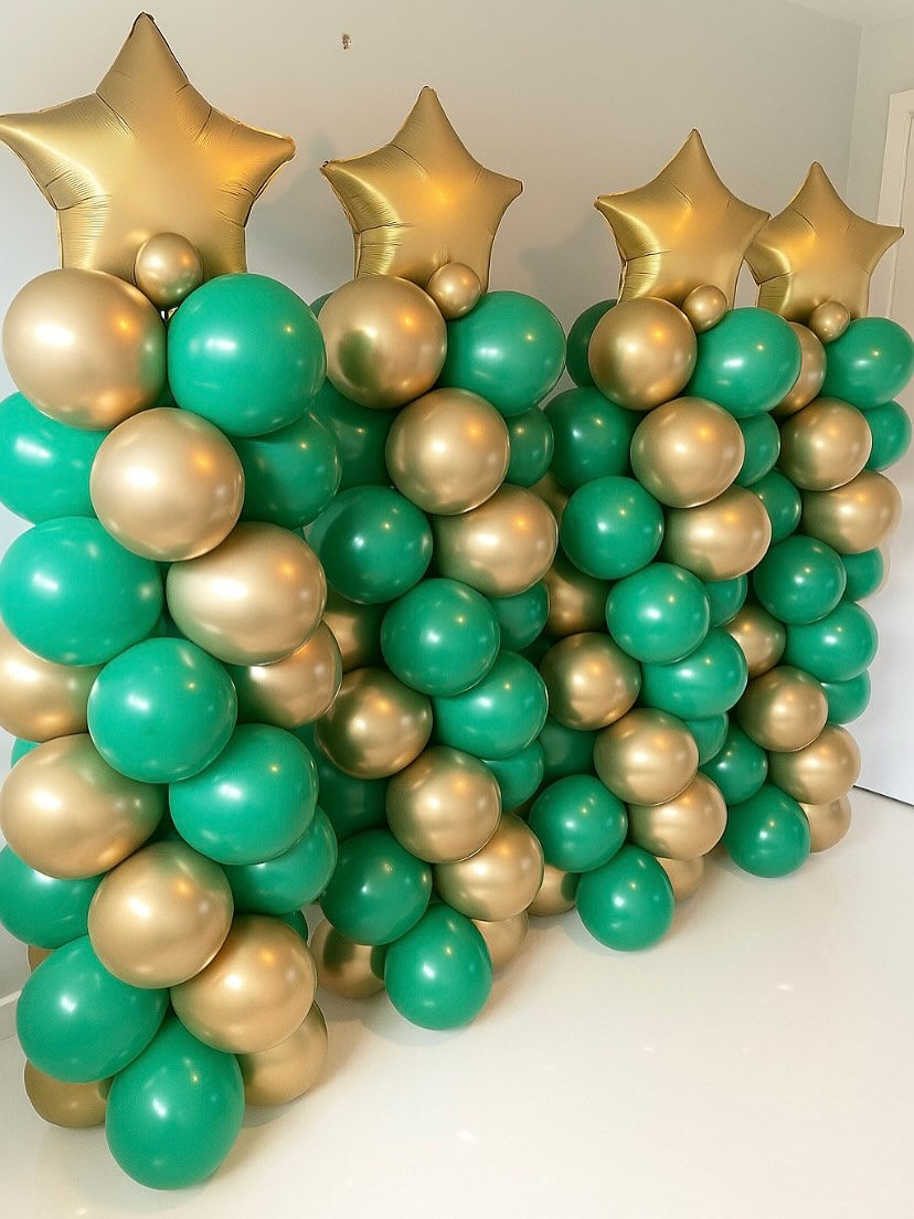Reflex Gold and Green columns with gold star foil