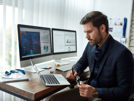 Executive viewing documents on a computer