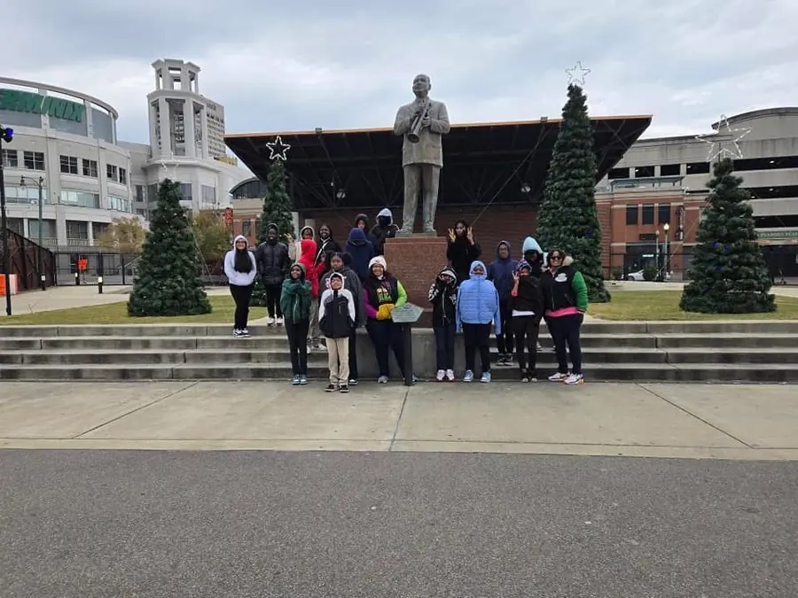 Students on a field trip downtown
