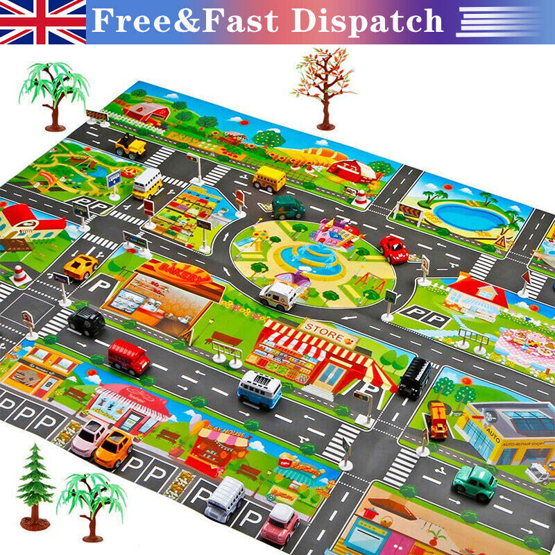 Traffic City Scene Carpet for Kids, Sinais de trânsito, Play Mat for Baby, 130cm