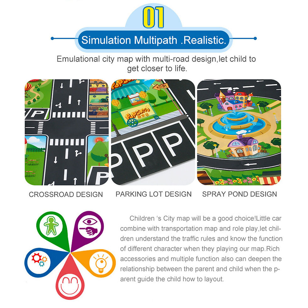Thumbnail: Traffic City Scene Carpet for Kids, Sinais de trânsito, Play Mat for Baby, 130cm