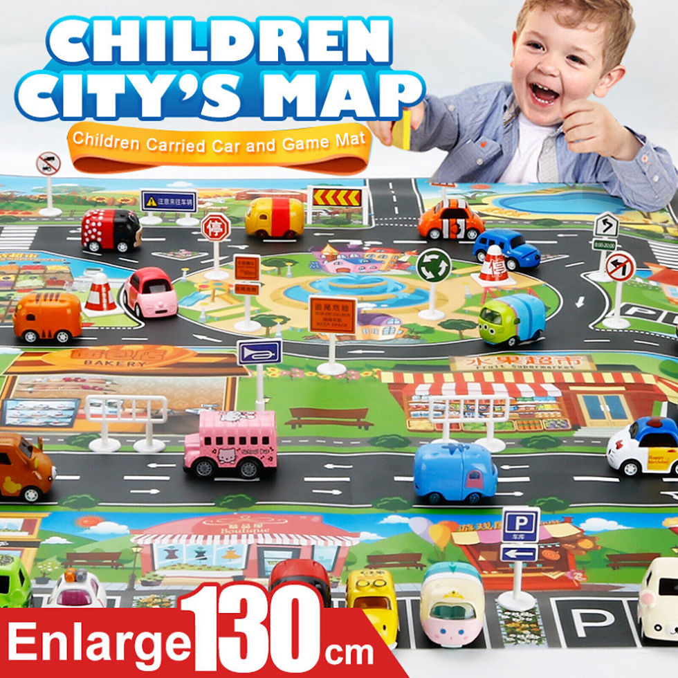 Thumbnail: Traffic City Scene Carpet for Kids, Sinais de trânsito, Play Mat for Baby, 130cm