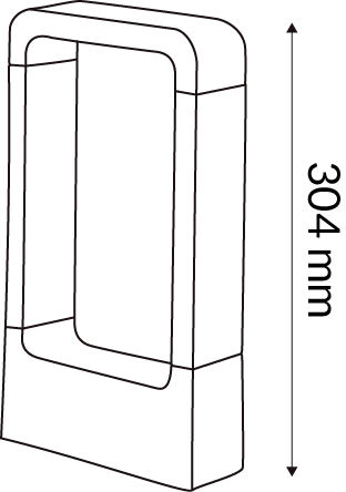 Thumbnail: An illustration showing the size of 2-way bollard light for pathways and gardens