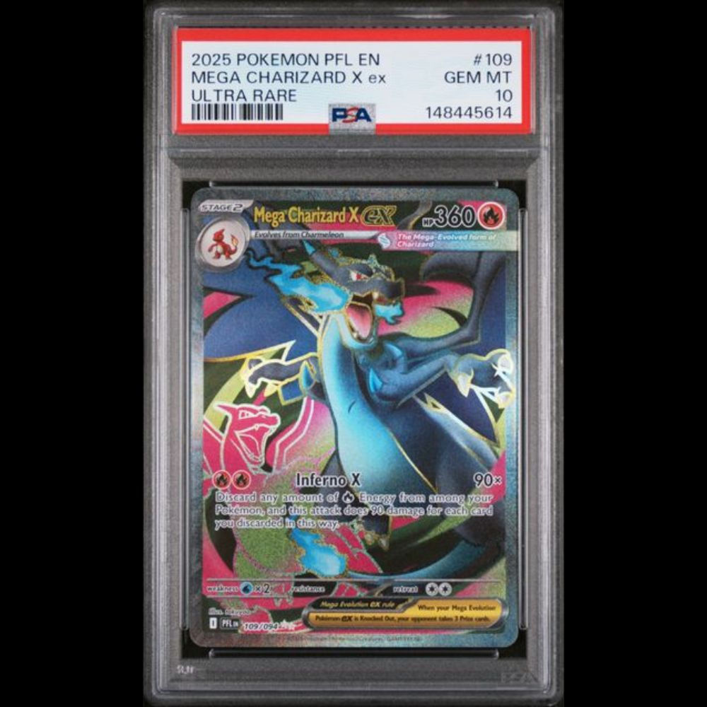 2025 Pokemon Phantasmal Flames #109 Mega Charizard X ex UR PSA Gem Mint 10