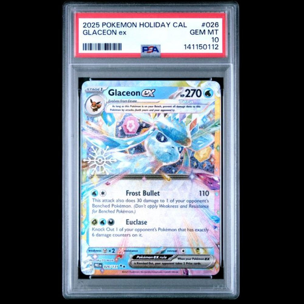 2025 Pokemon Holiday Calendar #26 Glaceon Ex Prismatic PSA Gem Mint 10 Snowflake