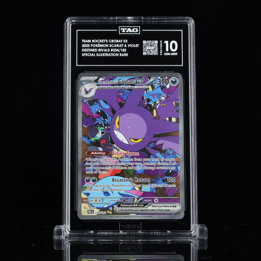 2025 Pokemon Destined Rivals #234 Team Rocket's Crobat Ex SIR TAG Gem Mint 10