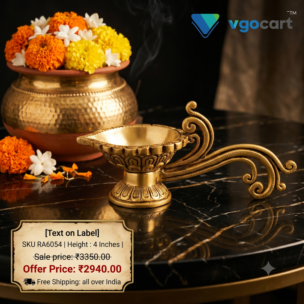 Brass Aarathi Deepam With Peacok Handle 4"