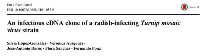 New publication on European Journal of Plant Pathology