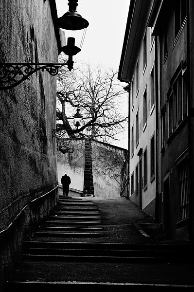 Photo du rue en noir et blanc
