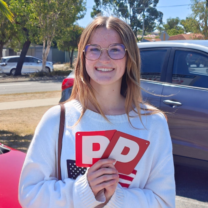 Mia passed her driving test in Mirrabooka on the first attempt