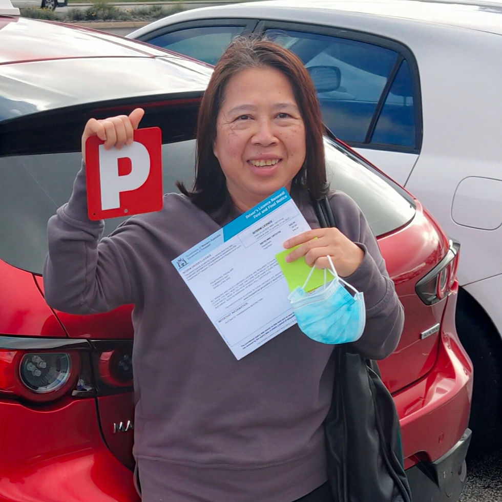 Poonlarp passed her Practical Driving Test at Mirrabooka Department of Transport