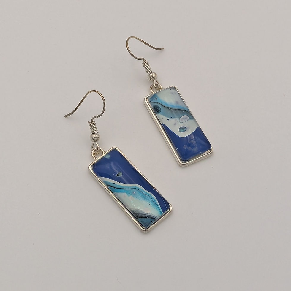 Blue, White & Black Dangle Earrings