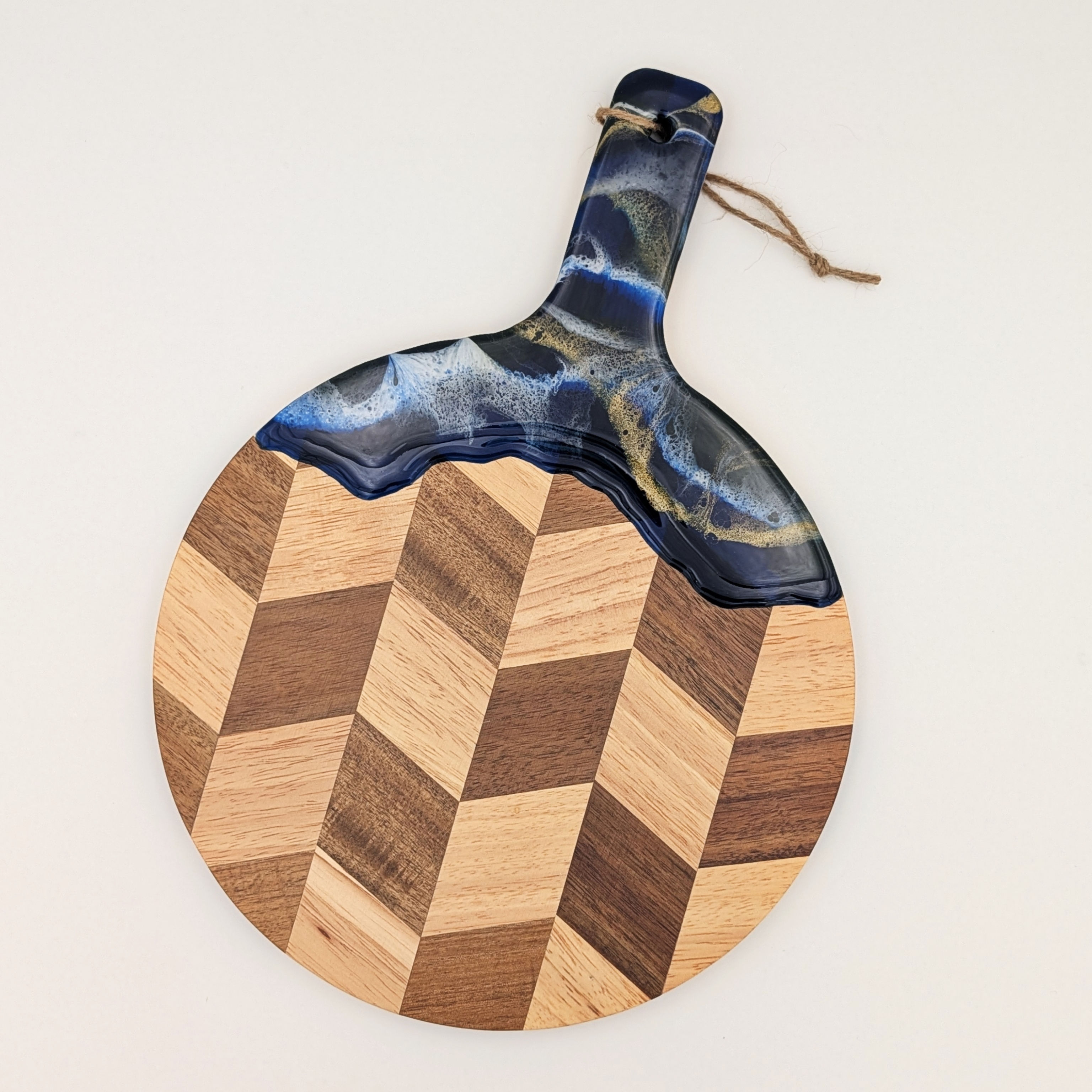 Navy, Dark Green, Gold & White Serving Board