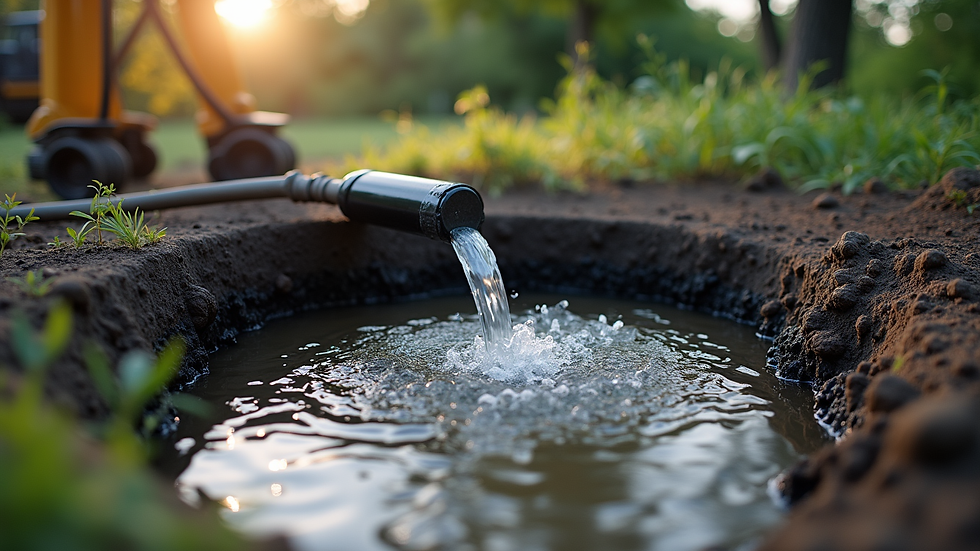 Close-up view of a septic tank being pumped with specialized equipment