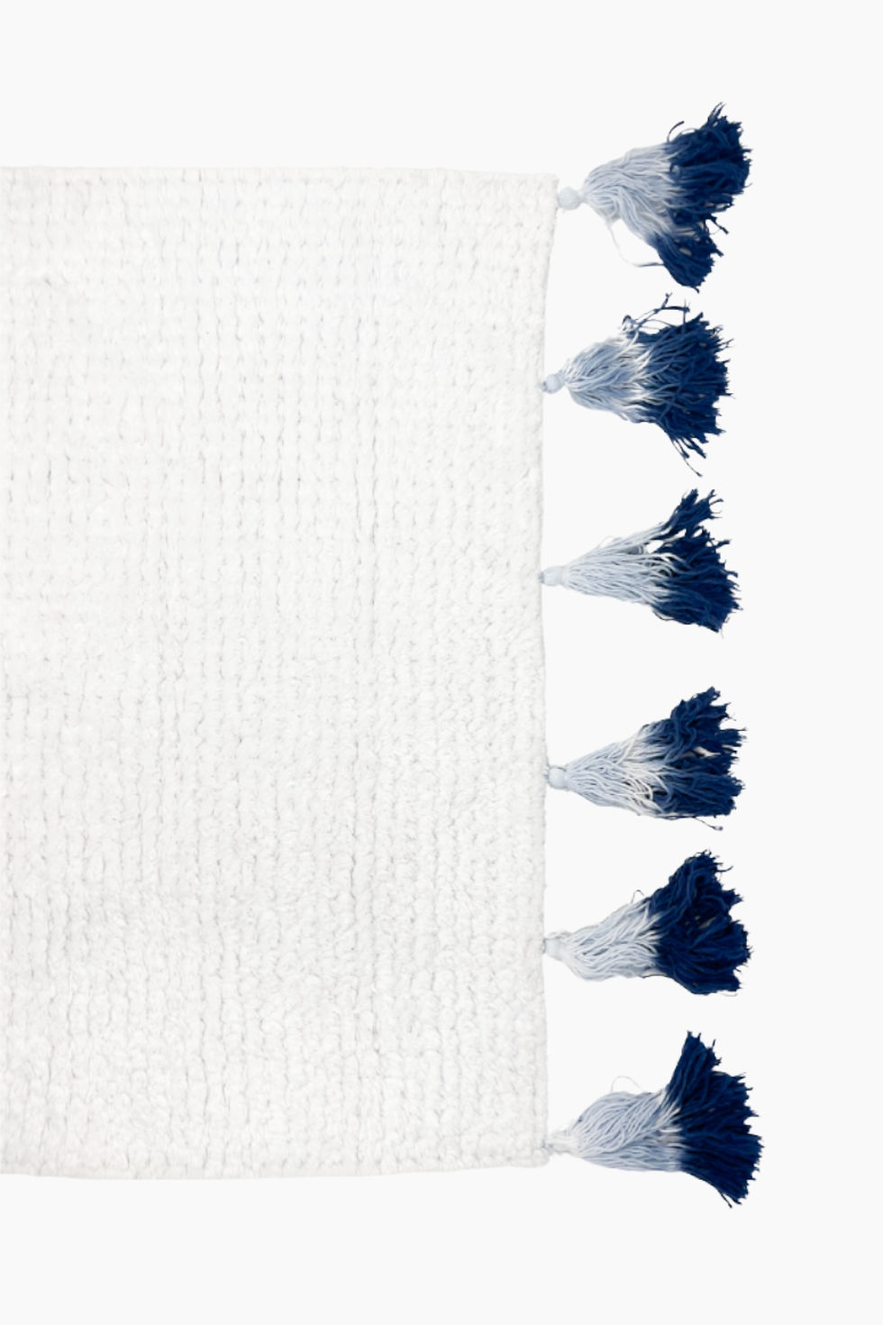 Badematte mit blauen Fransen aus 100% Baumwolle, 110x60 cm