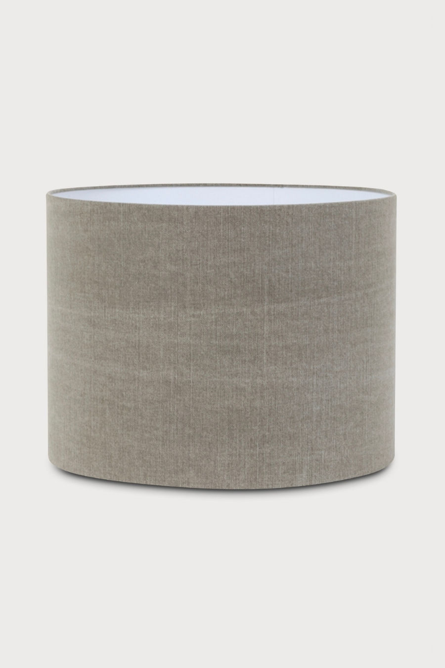 Lampenschirm aus taupefarbenem Stoff in Zylinderform mit Ø 40 cm