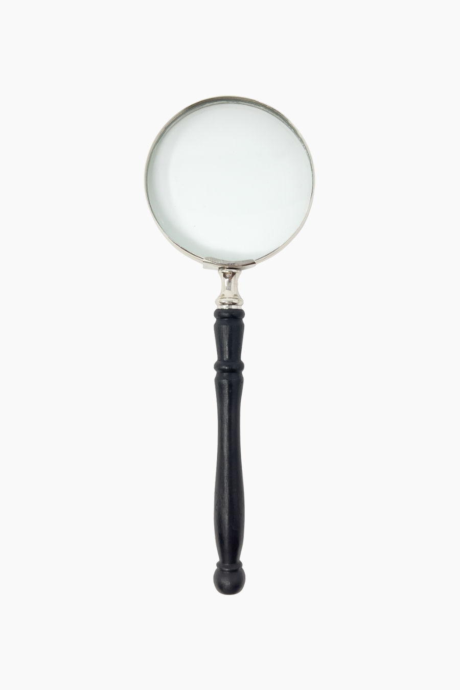 Leselupe mit schwarzem Holzgriff mit silberfarbenem Rahmen, L 22.5 cm