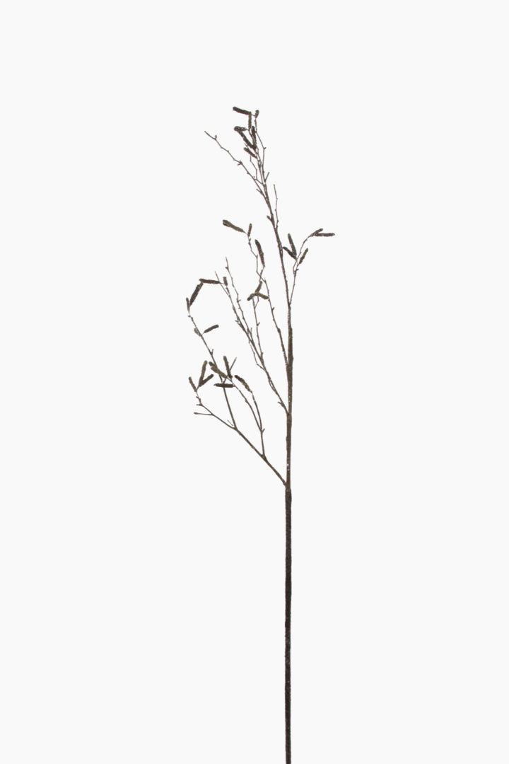 Lebensechter brauner Birkenzweig mit Frostoptik, H 115 cm