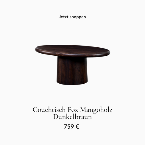 Couchtisch ovale Tischplatte Mangoholz Dunkelbraun