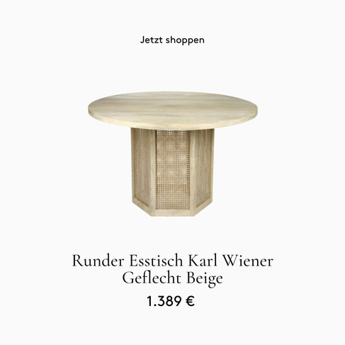 Runder Esstisch Wiener Geflecht Beige Ø 120 cm