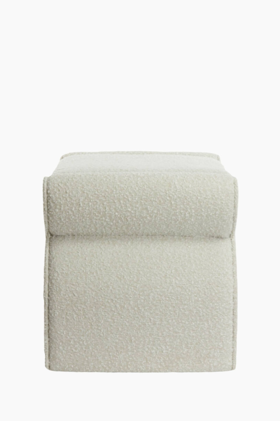 Thumbnail: Organischer Hocker mit weicher Sitzfläche Bouclé-Stoff in Offwhite, 60x46x46 cm