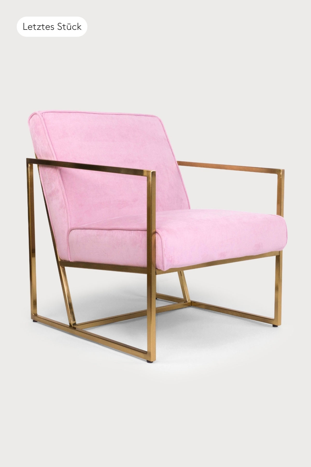 Samt-Sessels in Rosa mit goldenen Beinen und goldenen Armlehnen aus Metall im Retro-Stil