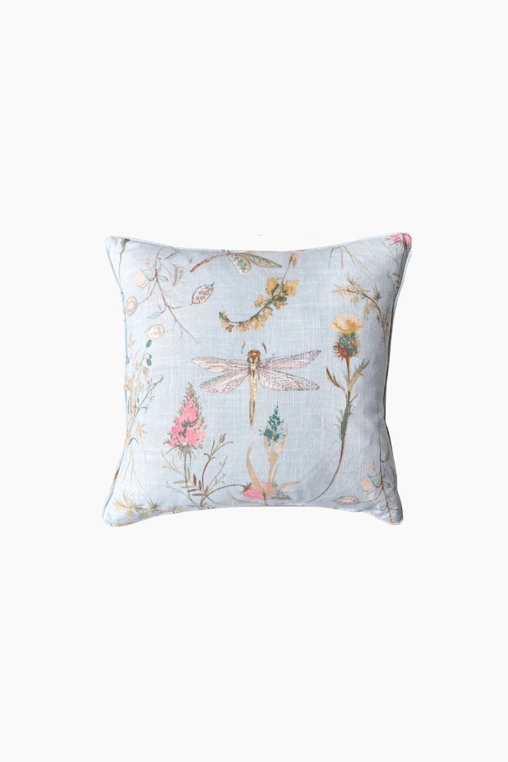 Kissenbezug in Hellblau mit floralem Vintagemuster 50x50cm