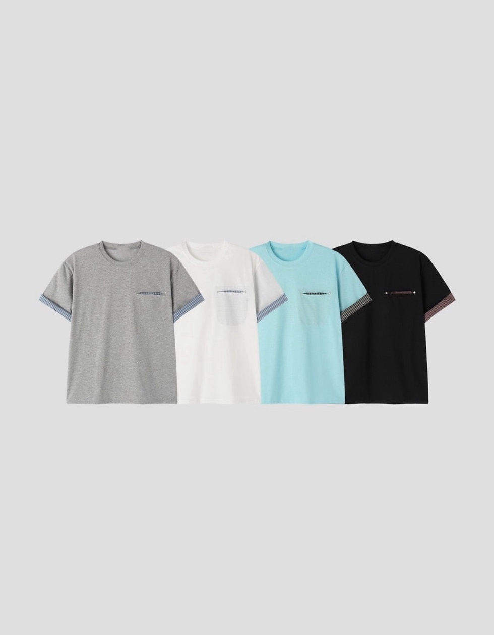 縮圖：反捲袖格紋短款Tee