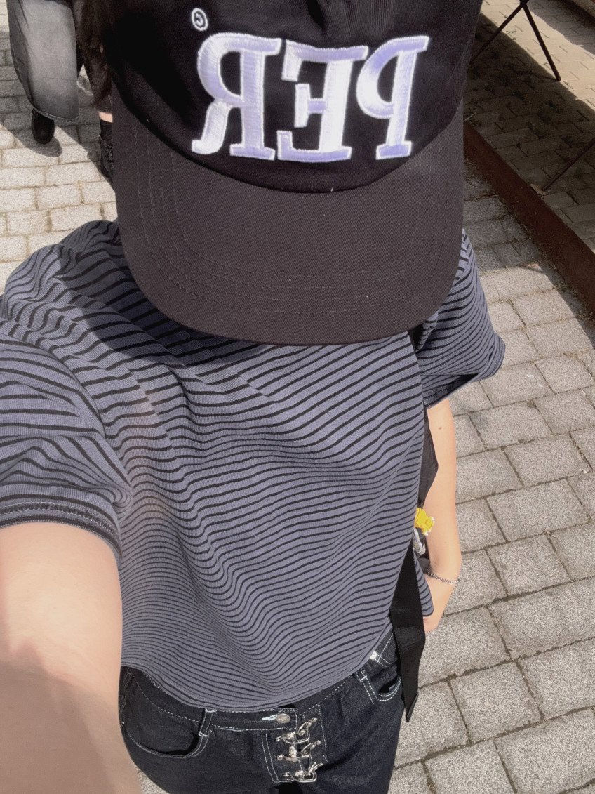 縮圖：水洗寬短橫條Tee
