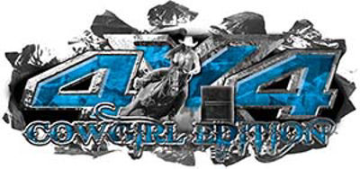 Thumbnail: Cowgirl Edition 4x4 Decals with Ripped Metal and Barrel Racing - Camo Collection