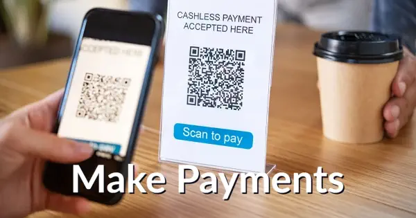 Customer scanning a QR code to make payment for their coffee