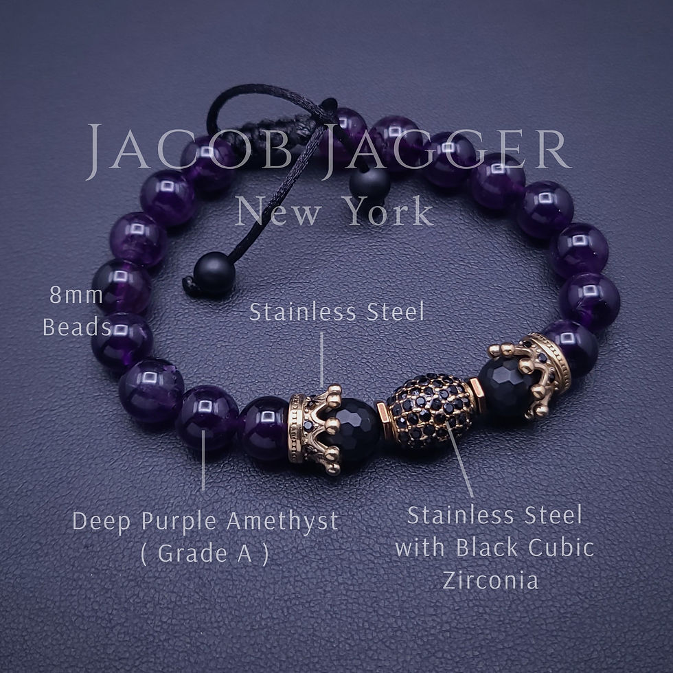 Thumbnail: amethyst bracelet for women, womens amethyst bracelet, amethyst and gold steel bracelet for women, jacob jagger