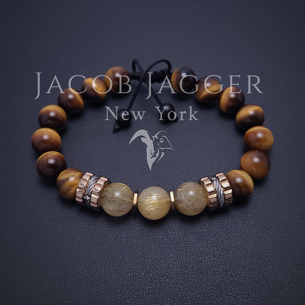 Gold Rutilated Quartz & Tiger's Eye Bracelet