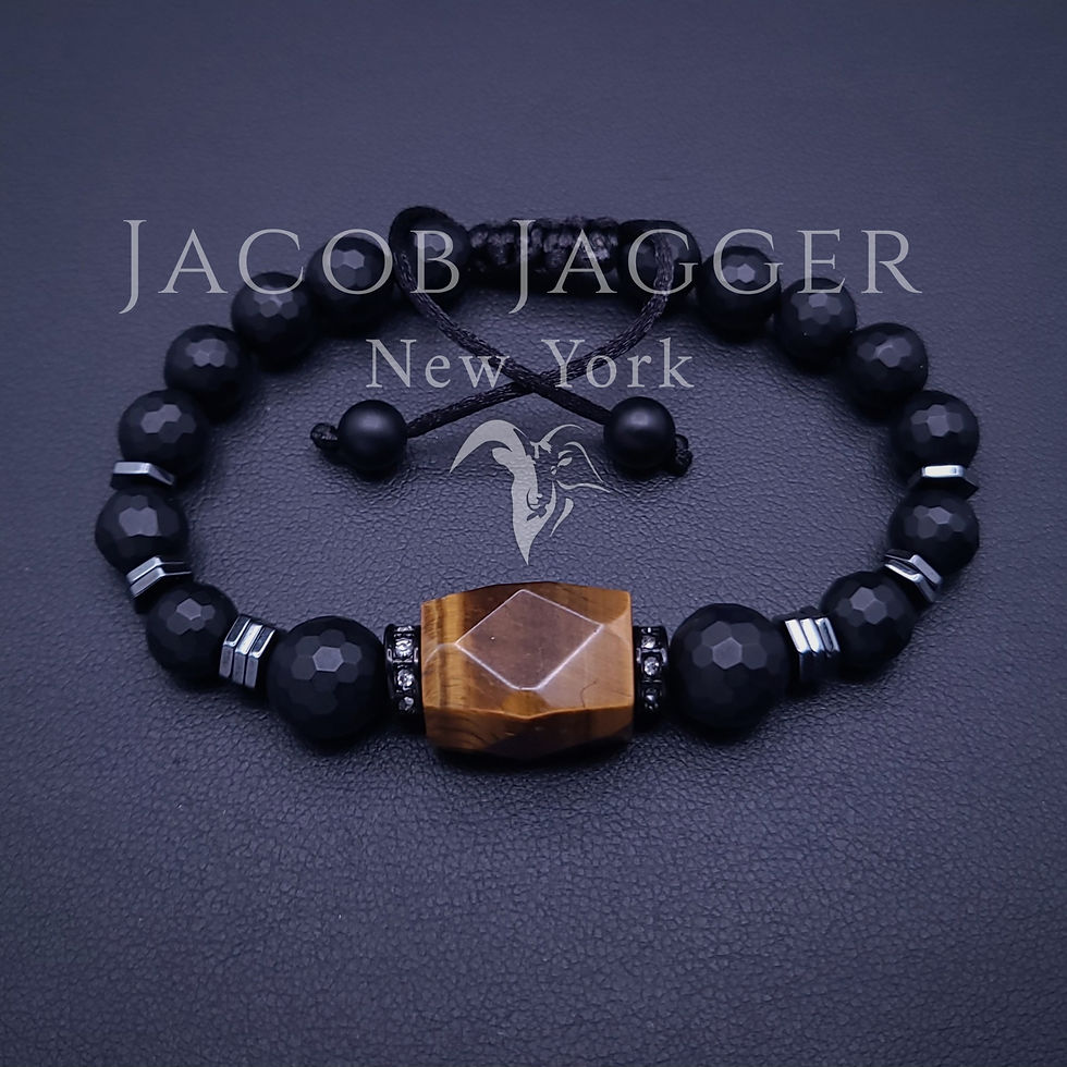 Thumbnail: tigers eye statement bracelet, tigers eye statement bracelet for men and women, matching onyx bracelets set