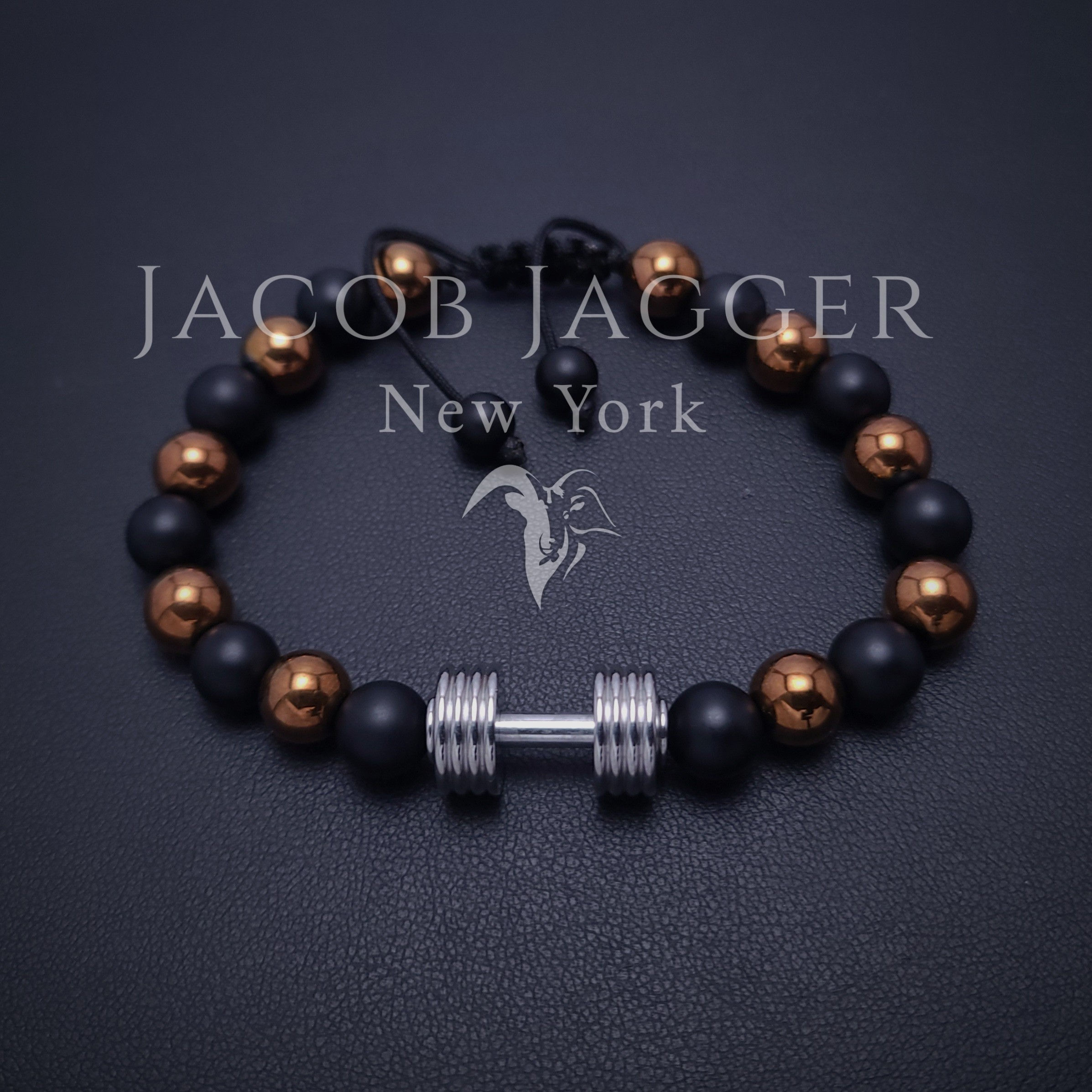 Hematite & Onyx Dumbbell Bracelet
