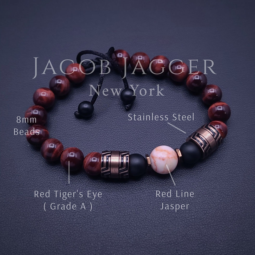 Thumbnail: mens red tigers eye bracelet, womens red tigers eye bracelet, tigers eye for men from etsy, etsy.com juniper and eloise