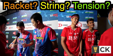 Rackets, strings and tensions of Professional Mens Doubles badminton players Yonex All England 2022