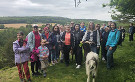 a walking group outside