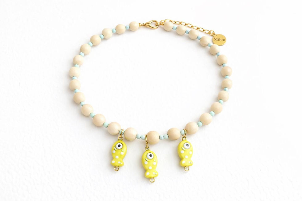 Thumbnail: Fifi Fish Charm Necklace - Handmade Beaded Necklace - Coastal Summer Jewelry